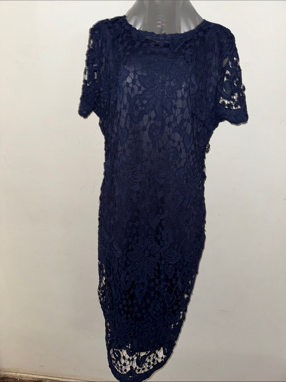 AX Paris Navy Blue Lace Midi Dress